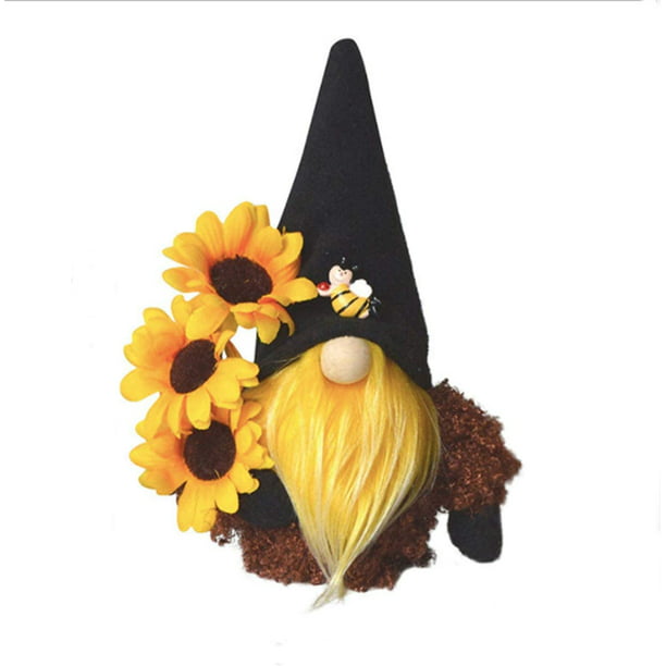 3 PCS Sunflower Spring Gnome Mantel Display Farmhouse Tiered Tray Rustic Scandinavian gnome Figurines Bee Doll Oranments 